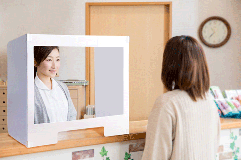 飛沫防止パーテーション　窓ありタイプ　Ｌ(幅900mm)　送料無料