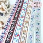 2cm幅 お花刺繍リボン ヨーロピアンリボン 手芸用リボン フラワーチロルテープ 北欧リボン 細幅チロリアンテープ レトロ柄 花柄 女の子柄 持ち手テープ 営業日即日発送