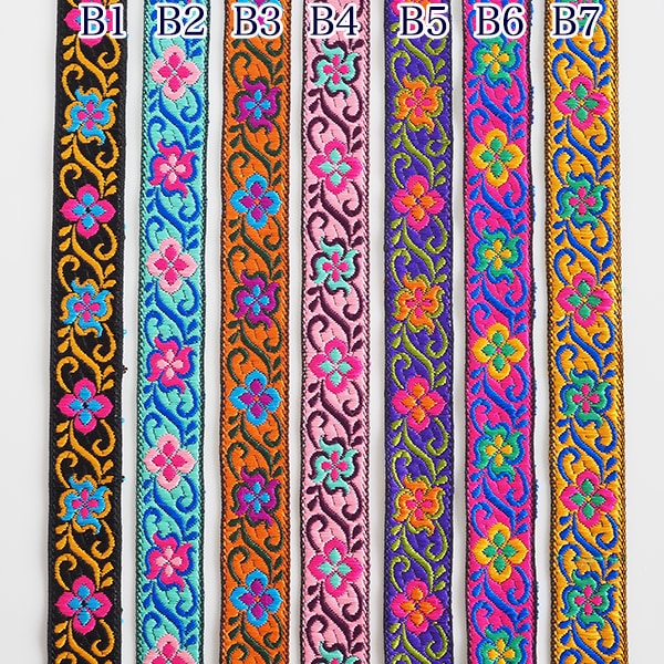 2cm幅 インドフラワー刺繍チロリアンテープ インド細幅リボン フラワー刺繍 カメラチェーン カチューシャ 営業日即日発送 