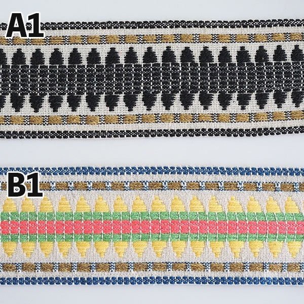 8cm幅 オリジナルリボン ウールリボン 刺繍 コットン生地 インドリボン  アクセサリーパーツ 太幅 チロリアンテープ 営業日即日発送 