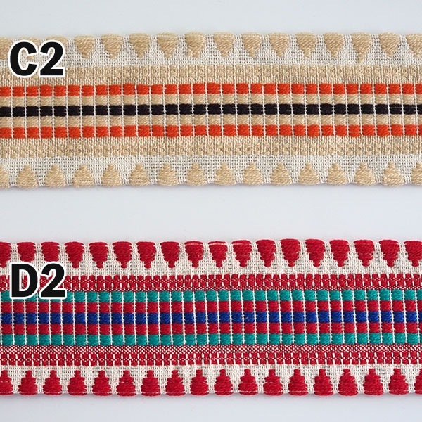 nd241 8cm幅 オリジナルウール織り刺繍コットン生地インドリボン<50cm単位>