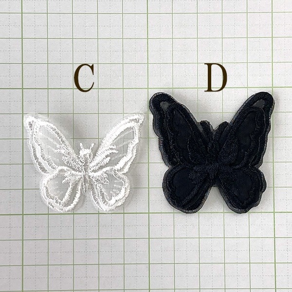 4から5cm 立体バタフライレースモチーフ butterfly 蝶 シフォン素材パーツ オーガンジー立体モチーフ 営業日即日発送 