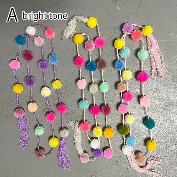 ハンドメイドメキシコ雑貨 ポンポンストリングガーランド 中米雑貨 カーテン留め具 営業日即日発送