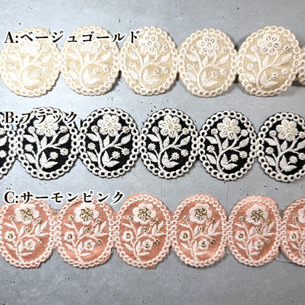 5cm幅 縁取りモチーフレース インド刺繍リボンブレード 約13個 ボタニカル花柄刺繍 ワッペン アップリケ コサージュ ブローチ資材 営業日即日発送