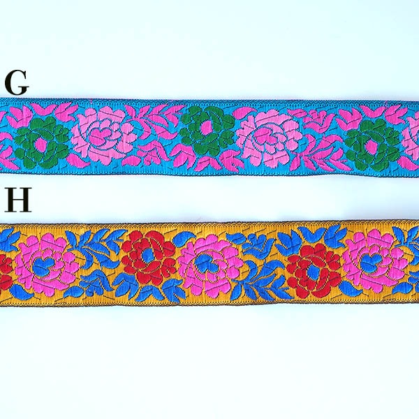 3.2cm幅 ジャガード織風インドフラワー刺繍リボン チロリアンテープ お花刺繍テープ フラワープリント ショルダーストラップ資材 営業日即日発送