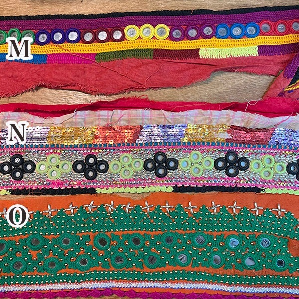 7cmから12cm幅 アフガン刺繍 アンティーク布ハギレ ミラーワーク刺繍生地 ヴィンテージ生地 古布アジア生地 ヴィンテージ布リボン 営業日即日発送[ワールデザインmakiras 全商品商用可 リボンレース卸]