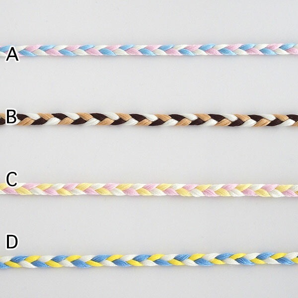 6mm幅 淡いペールカラー 編み込み紐ブレード 靴紐 巾着ひも パステルカラー レーヨンブレードテープ 手芸用リボンテープ お弁当袋用ひも ブレスレット アンクレット作り 営業日即日発送 