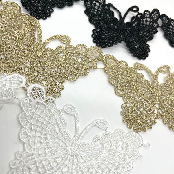 7cm ちょうちょレース バタフライモチーフレース 3個分 蝶々モチーフケミカルレースパーツ 和装ヘアアクササリー 髪飾り ブローチ痛ロゼット材料 量産系地雷系ファッションアクセサリーパーツ 営業日即日発送