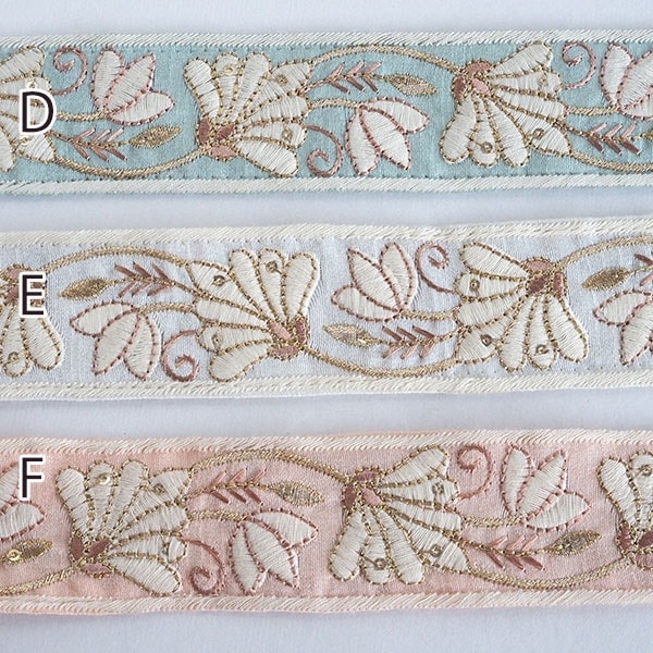 オケージョン用の髪飾りにも人気の上品なシルク風インド刺繍リボンは