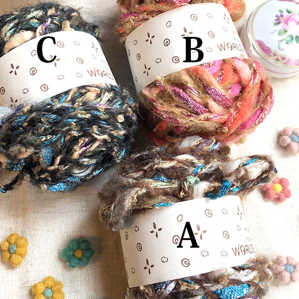 モヘアウールアクリル混合引き揃え糸毛糸玉25g  中太糸トルコ製ツイスト毛糸 編み物 ラッピングリボンハンドメイドニットポーチ制作 かぎ針編み 指編み あみぐるみ 営業日即日発送 【ワールデザインmakiras】