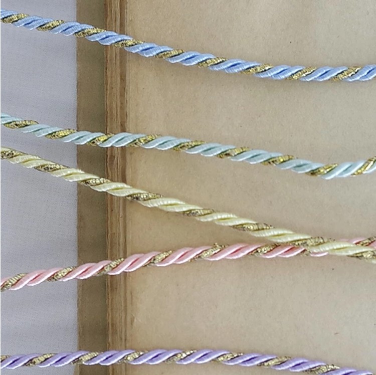 4mm幅 編み込み紐ブレード 巾着用紐ブレード 光沢糸レーヨンブレードテープ サテンリボンブレード クッションパイピングカーテン 営業日即日発送 