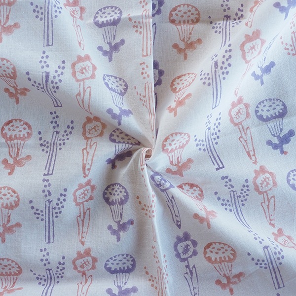 107cm×176cm インド綿100%ブロックプリント GOTSオーガニックコットン オリジナルカーテン 鳥 花柄 ドット柄 子供部屋 リビング 寝室 サイズ調節可能 フリーサイズカーテン  営業日即日発送【ワールデザインmakiras】