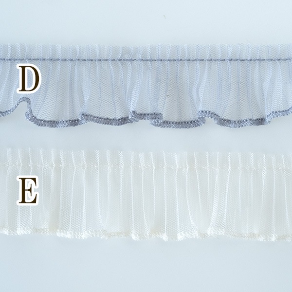 3cm幅 レースプリーツリボン シフォンリボン ケミカルテープ お人形ドレス ドールドレス 営業日即日発送