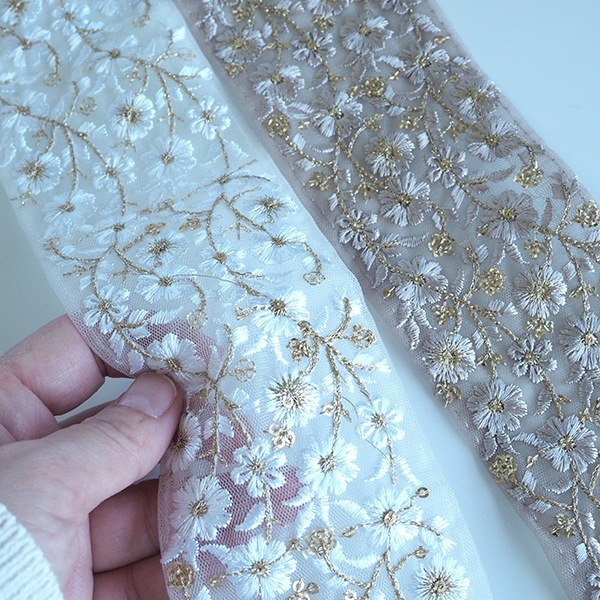 約6.5cmから7cm幅インド刺繍リボン 太幅インドリボン販売 幅広サイズ花柄刺繍テープ ヘアポニーフック資材 リボンバックチャーム 営業日即日発送