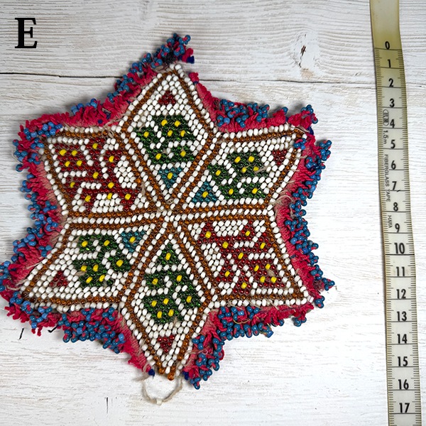 15cmから20cm アンティークビーズパーツ アフガニスタンビーズワッペン アンティークビーズ刺繍アフガンビーズパーツ ビーズワーク インテリア雑貨 リビングデコレーション ミラーワーク壁面装飾 壁掛け営業日即日発送　[ワールデザインmakiras 全商品商用可 リボンレース卸]