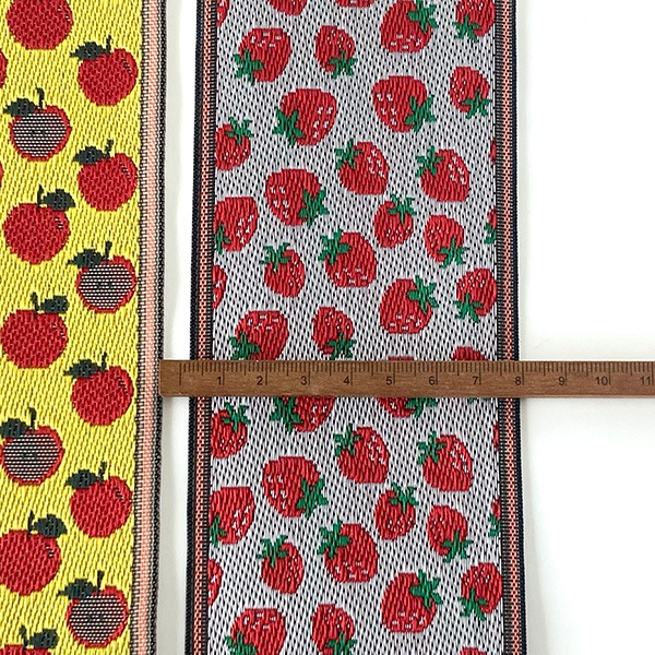 7.5cmから8cm幅 畳ヘリリボン 日本製リボン 畳縁テープ 太幅リボン 特大幅チロリアンテープ キンブレリボン ボウタイ作り バックチャーム 花柄キウイレモンフルーツ柄リボン  【※卸対象外製品】営業日即日発送 