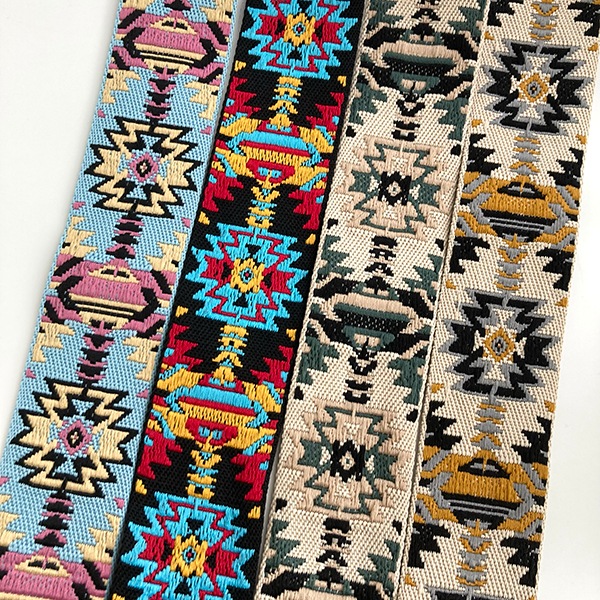 厚手チロリアンテープ 5cm幅 ネイティブ柄リボン オルテガ柄丈夫な厚手生地の持ち手テープ 中幅手芸テープ 中型大型犬の首輪 ハンドメイドハーネス作り 手芸用リボン ギターストラップ チロルテープ 営業日即日発送【ワールデザインmakiras】