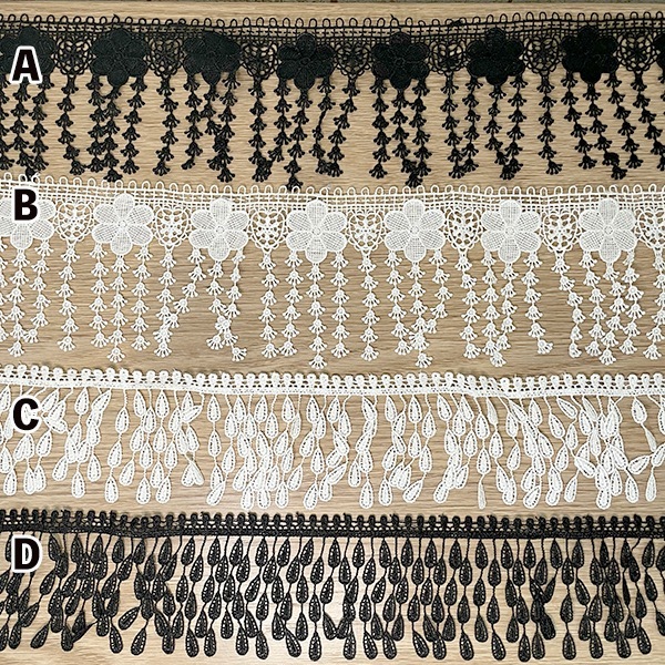 a38 お花しずくモチーフ光沢テープケミカルレースフリンジテープ<50cm単位>
