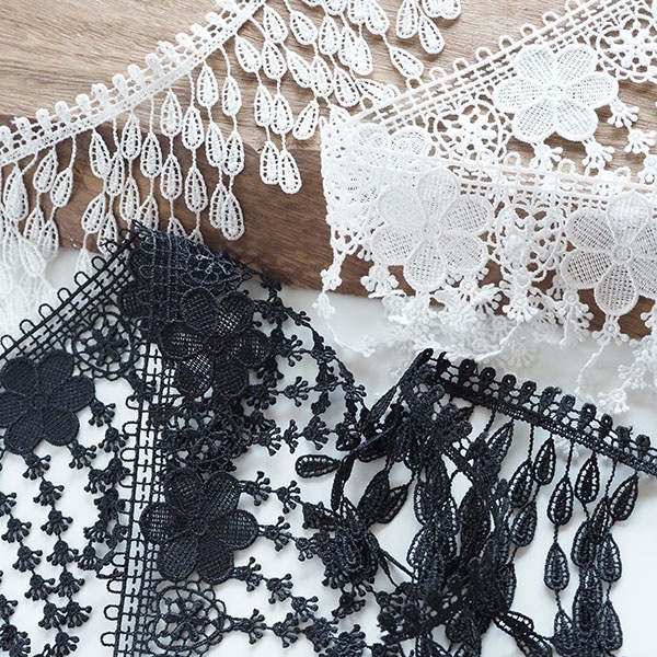 9cm幅 お花しずくモチーフレース 光沢フリンジレース 壁面装飾 店舗ディスプレイ衣装ドレスデザイン営業日即日発送 