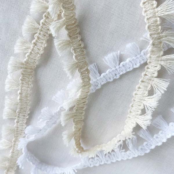 1.8cm幅 やわらか綿100%ナチュラルコットン ミニタッセルテープ フリンジテープ タッセルピアスパーツ  営業日即日発送 