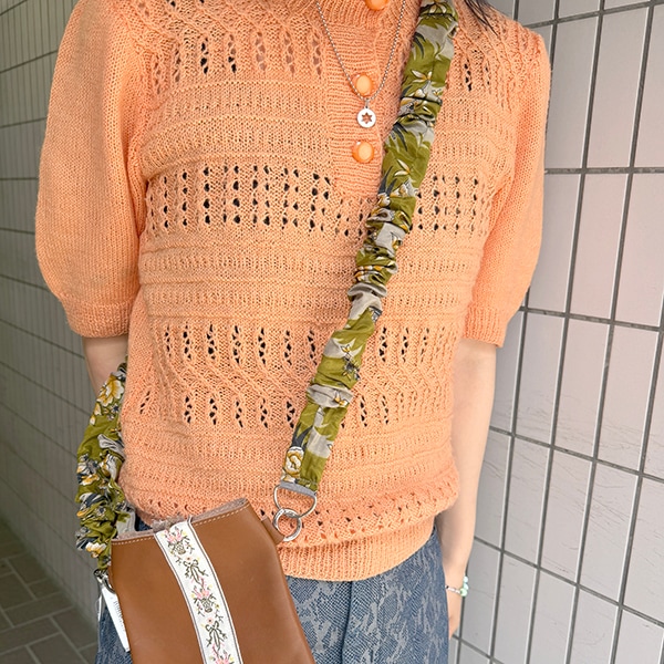 【日本製】シルクサリー くしゅくしゅショルダーストラップ 幅広 サイズ調節可能 70cm～150cm アンティークサリー シルクストラップ バッグストラップ ショルダーベルト 付け替え 肩掛け ハンドメイド 一点物 営業日即日発送[ワールデザインmakiras 全商品商用可 リボンレース卸]