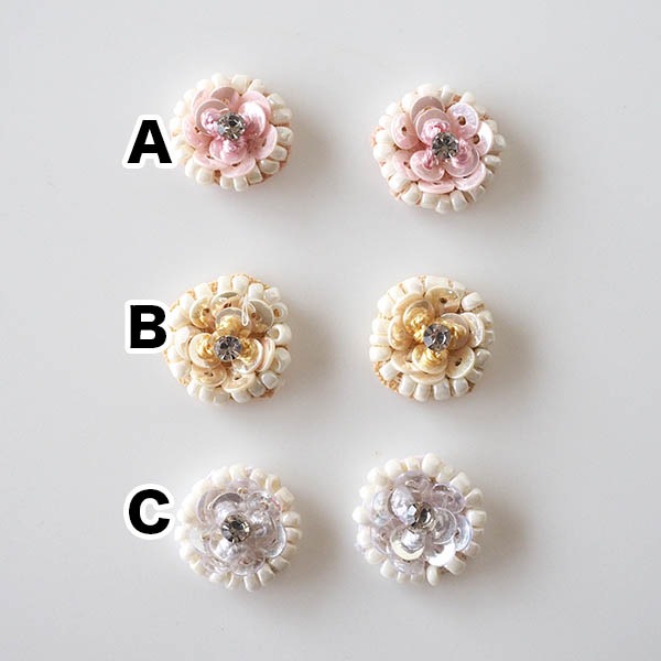 2個セット インドビーズスパンコール アクセサリーパーツ 刺繍ビジューパーツ ピアスイヤリング コサージュ ダンス衣装 ドレス装飾 営業日即日発送 