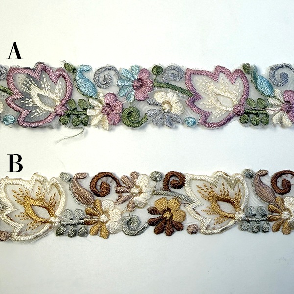 約3cm幅 立体 フラワー刺繍レース 50cm単位 切り売り 花柄 ケミカルレース 刺繍レース 幅広 レーステープ バッグストラップ スマホショルダー カチューシャ ヘアアクセサリー ブライダル ハンドメイド 手芸用リボン販売   営業日即日発送【ワールデザインmakiras 全商品商用可 リボンレース卸】