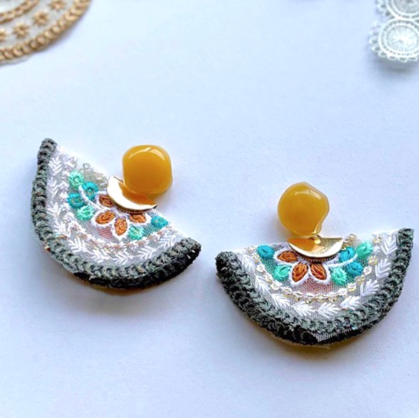 7cm幅 オリジナルデザイン サークル モチーフリボン ボタニカル花柄刺繍 サークル 縁取り モチーフレースリボン 営業日即日発送 