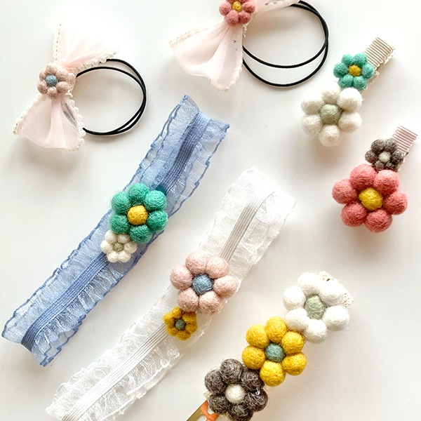 1.5cm ウール１００％ニードル立体羊毛フェルトお花モチーフパーツ ネパール製フェアトレード フェルト雑貨 ハンドメイドアクセサリーパーツ 営業日即日発送