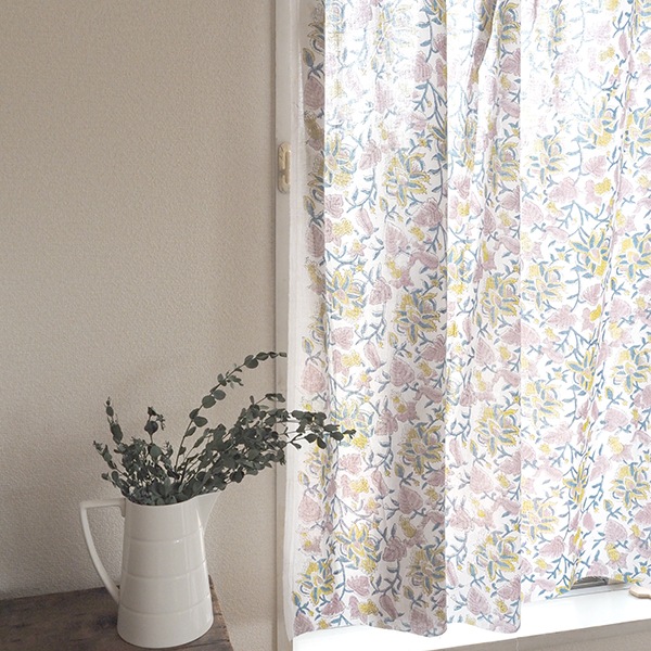 110cm幅 やわらかインド綿花柄プリント生地 ブロックプリントコットン100% カーテン クッション ハンカチ 営業日即日発送