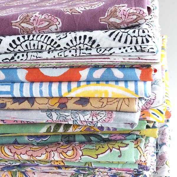 110cm幅 やわらかインド綿花柄プリント生地 ブロックプリントコットン100% カーテン クッション ハンカチ 営業日即日発送