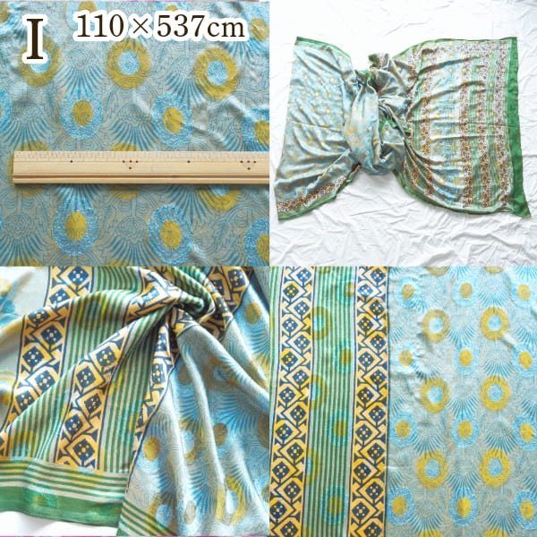 1点もの アンティークサリーたっぷり約5m ヴィンテージシルクスカーフ インド生地 シルク布ストール 民族衣装ドレス パーティー衣装営業日即日発送 <送料無料>