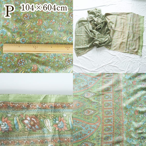 1点もの アンティークサリーたっぷり約5m ヴィンテージシルクスカーフ インド生地 シルク布ストール 民族衣装ドレス パーティー衣装営業日即日発送 <送料無料>