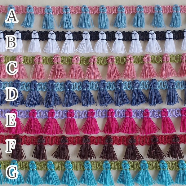 1.5cm幅 カラフルミニタッセルテープフリンジブレード 手芸用リボン ハンドメイド資材販売 営業日即日発送 