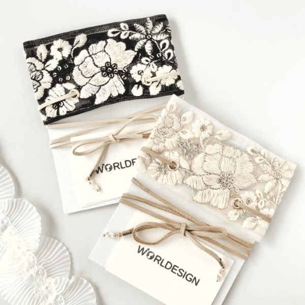 約6cm幅 モノトーン花柄ホワイト刺繍チュールリボン インド刺繍リボン ナチュラル系オケージョンヘアアクセサリー資材営業日即日発送