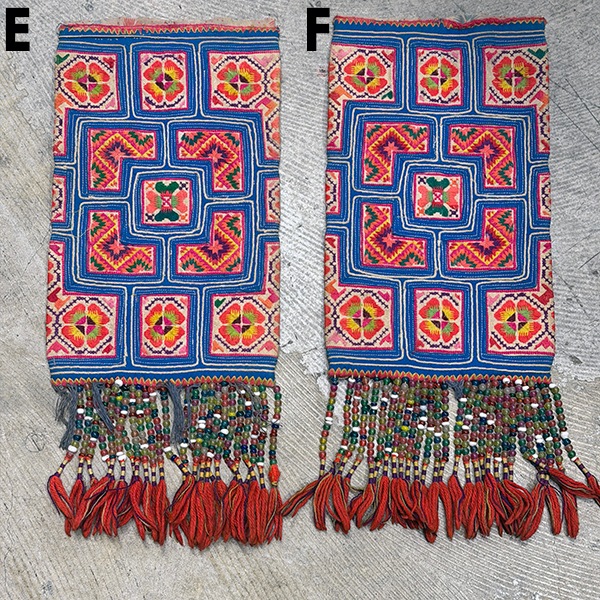 モン族ビーズ付き刺繍生地 手刺繍生地 アンティーク布 タペストリー 壁面装飾デコレーションボード アクセサリー小物作り インテリアパーツ 営業日即日発送 