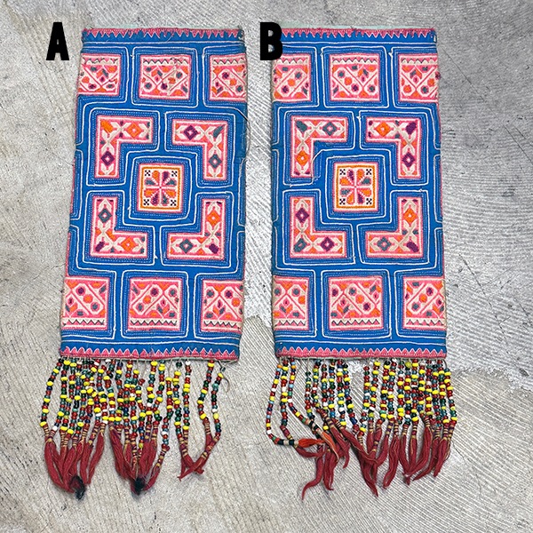 モン族ビーズ付き刺繍生地 手刺繍生地 アンティーク布 タペストリー 壁面装飾デコレーションボード アクセサリー小物作り インテリアパーツ 営業日即日発送 