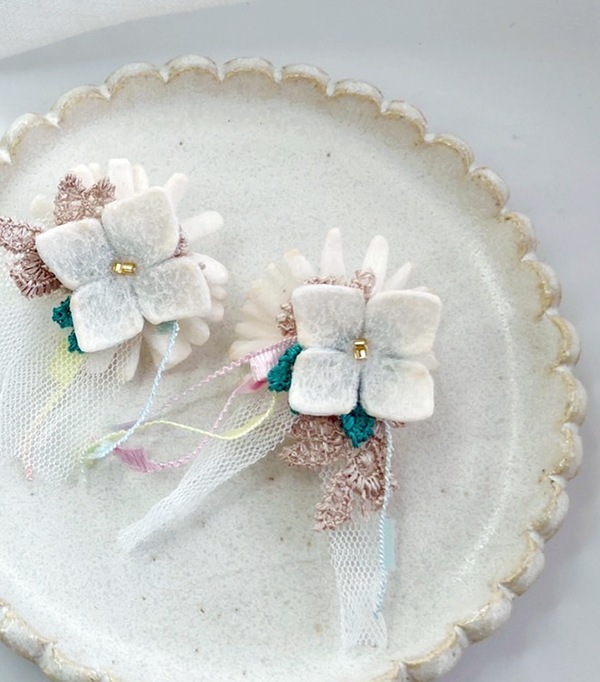コラボ商品 お花ピアスイヤリングキット フェルトアクセサリー 簡単ハンドメイド 初心者向け アクセサリー作り 営業日即日発送 【※卸対象外製品】