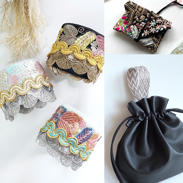 約4.5cm幅 スパンコールたっぷり ゴージャス花柄インド刺繍チュールリボン 営業日即日発送