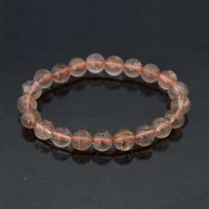 クリアオレンジブラウンルチルクォーツ丸玉ブレスレット-010｜マライカ