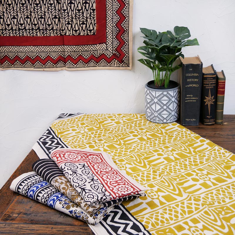 バグルーブロックプリントマルチクロス 115×115cm 【メール便】