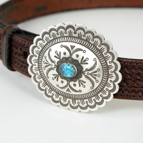 ハーマンスミス　14K スタンプワーク　バックル　インディアンジュエリー ハーマンスミス アパッチブルー スタンプワーク バックル｜マライカ