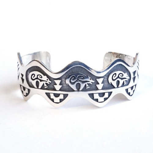 Marvin Lucas Aquahyeoma シルバー ワイド バングル ホピ 142mm ホピ族 Marvin Lucas Aquahyeoma オーバーレイ バングル