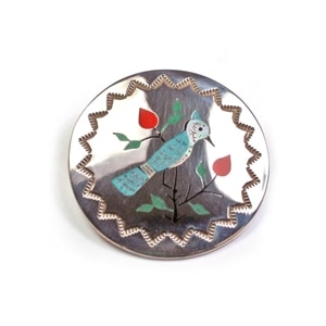 ズニ族 フラットインレイ ピンペンダント ブルージェイ ｜マライカ公式通販