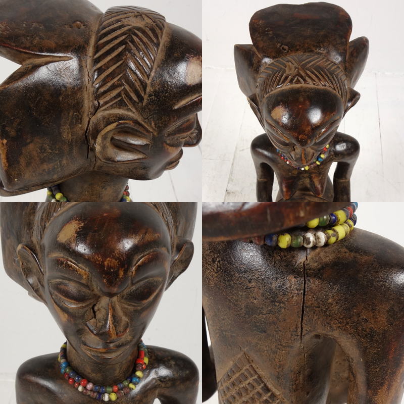 ヴィンテージ コンゴ ルバ族 ヘッドレスト 木製 女性像 セヌフォ ヴィンテージ コンゴ ルバ族 ヘッドレスト 木製 女性像 セヌフォ