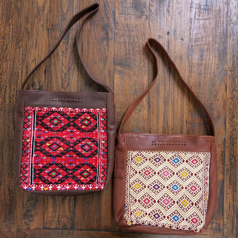 ララインサール布×レザーショルダーバッグ｜マライカ公式通販