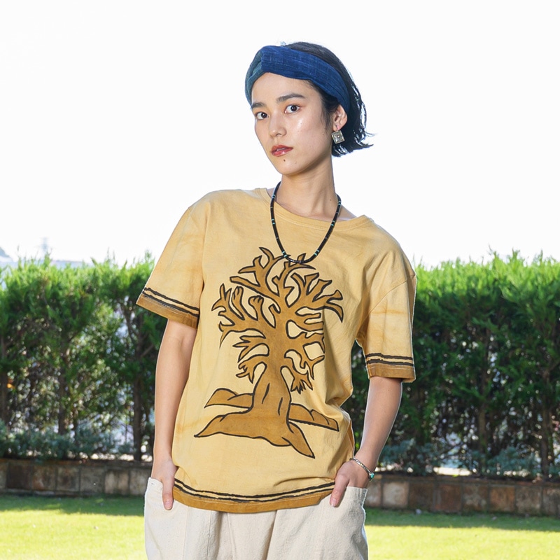 3/31販売開始　アフリカマリ泥染めTシャツ　L　【メール便可】
