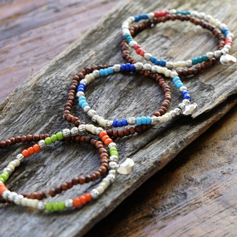 ウッドビーズブレスレット　【メール便可】