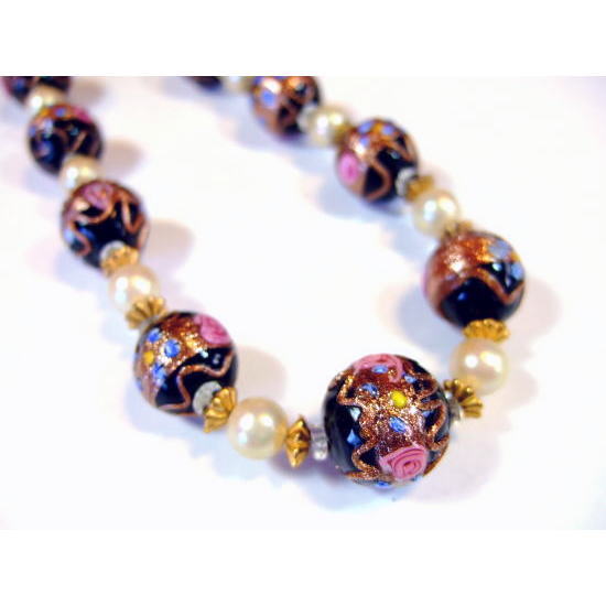 アンティークビーズ ネックレス/ベネチアンビーズ ヴィクトリアン