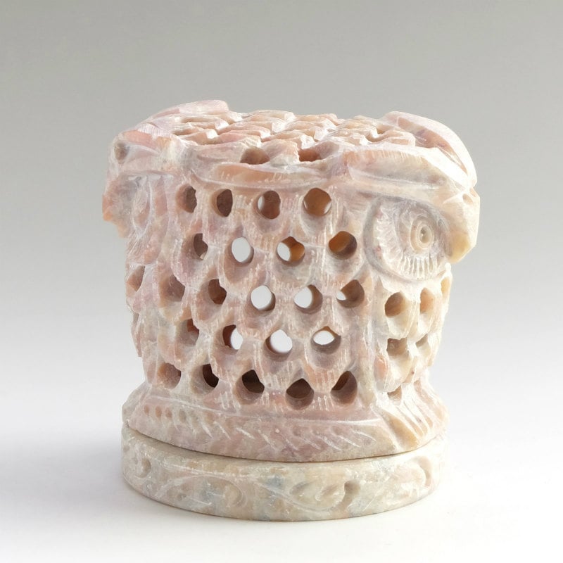 ソープストーンすかし彫りフクロウ香炉｜マライカ公式通販